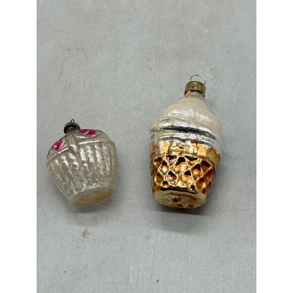 Vintage Glass Christmas Ornaments ice cream Cupcake Cherry Design 1.5-2.5" READ - Picture 4 of 8
